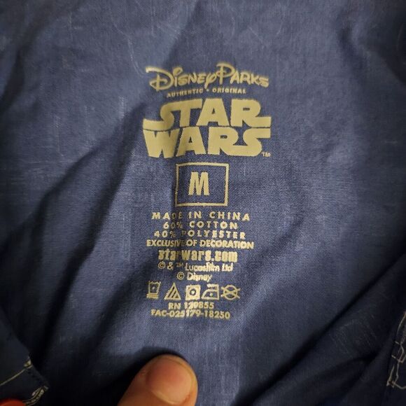 Disney Parks Star Wars Blueprints Allover Print Button Up Shirt Saber Vader Sz M - Picture 3 of 5